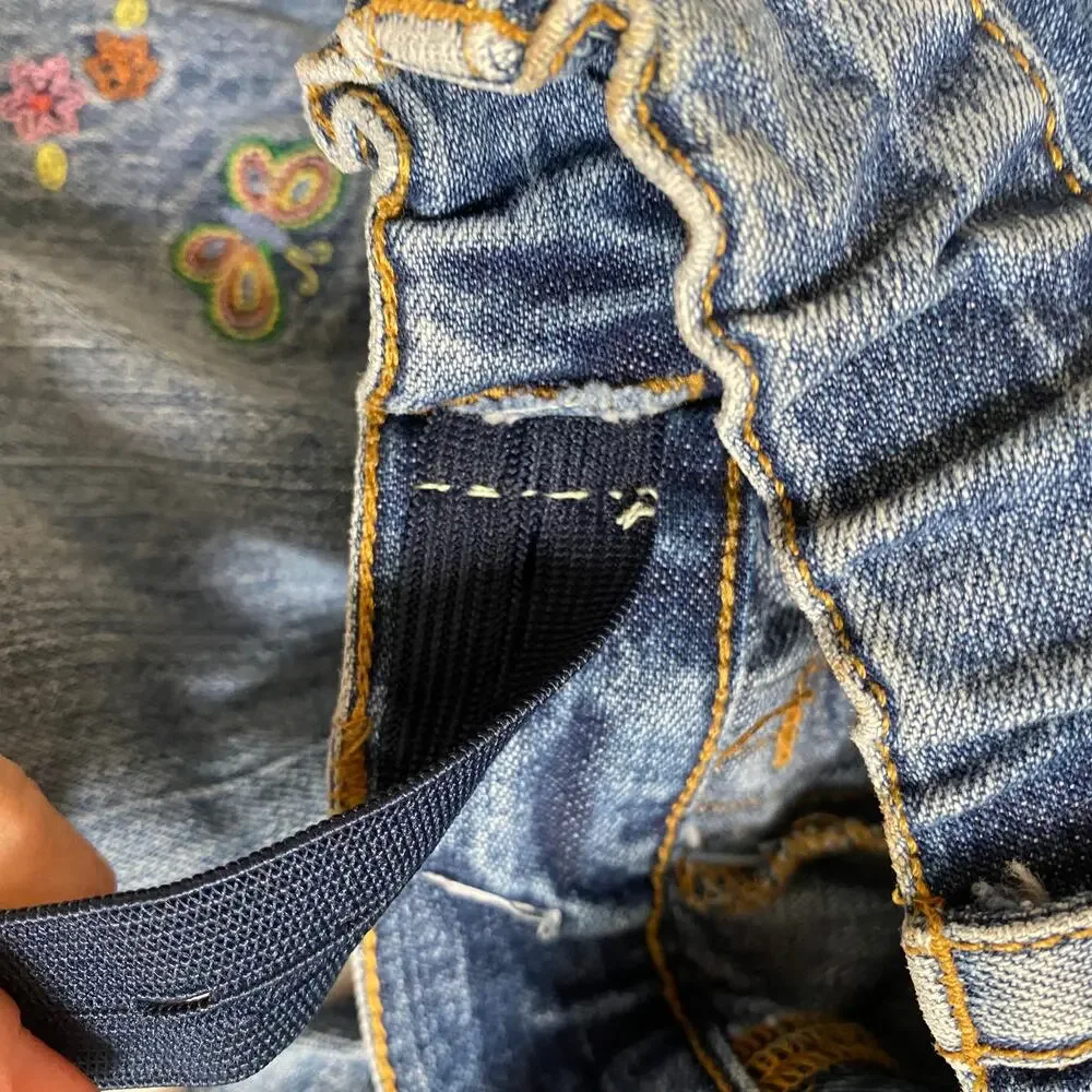 Vintage Gap Butterfly Embroidered Flare Stretch Denim Jeans Sz 7